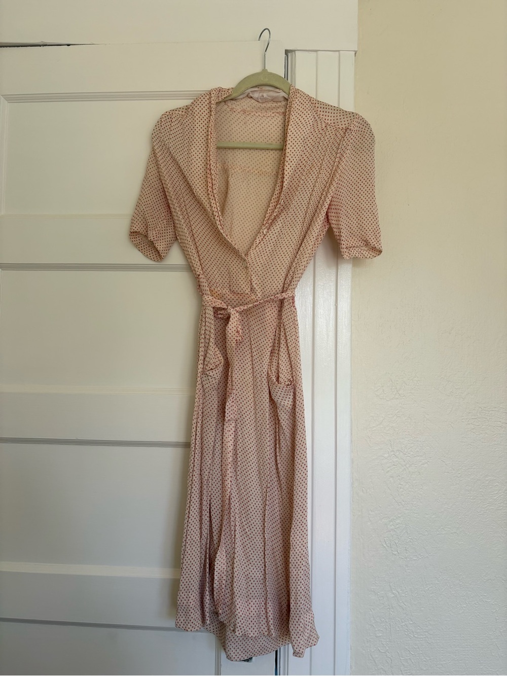 Pink/Red Dot Vintage Silk Wrap Dress
